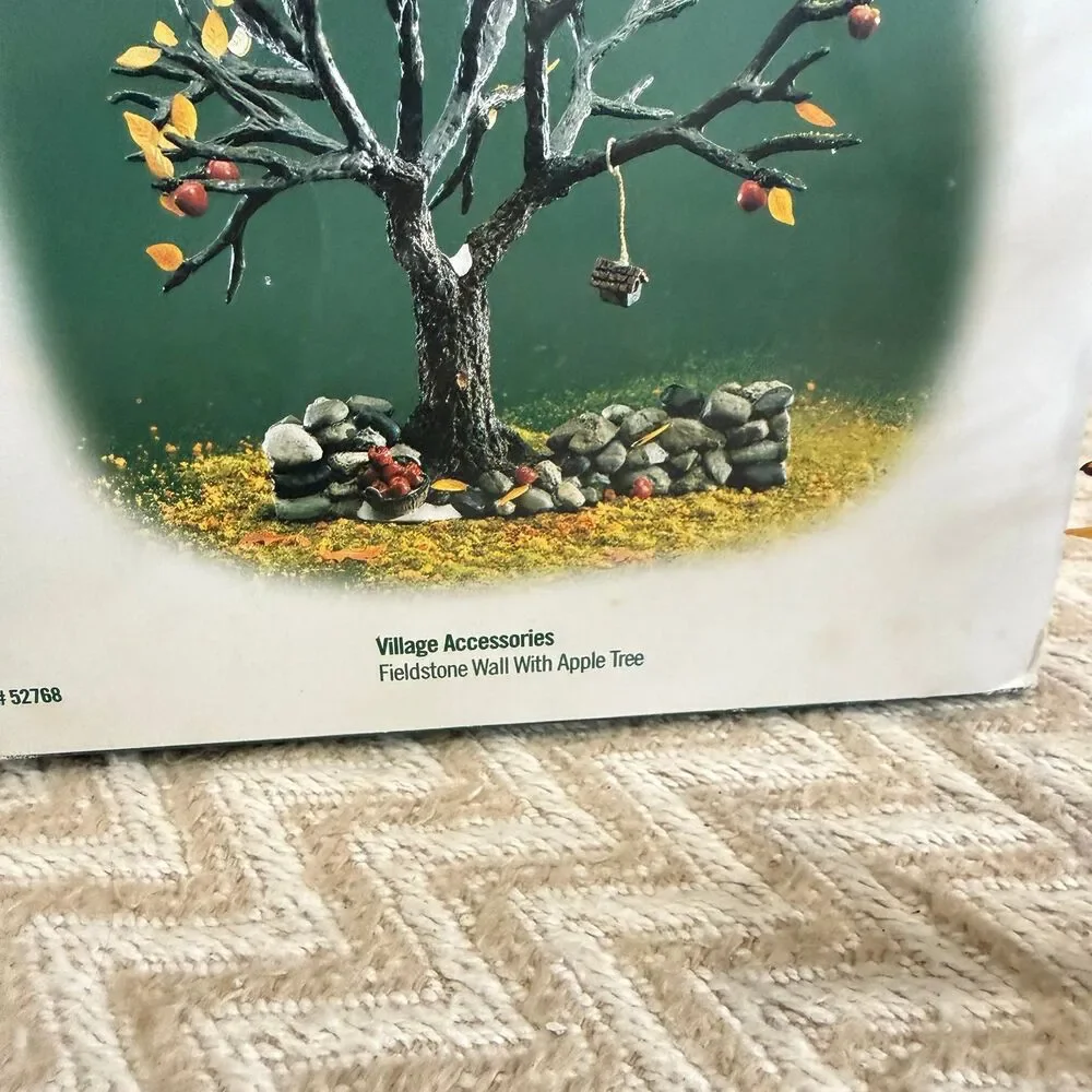 Department 56 Fieldstone Wall With Apple Tree Village Accessories